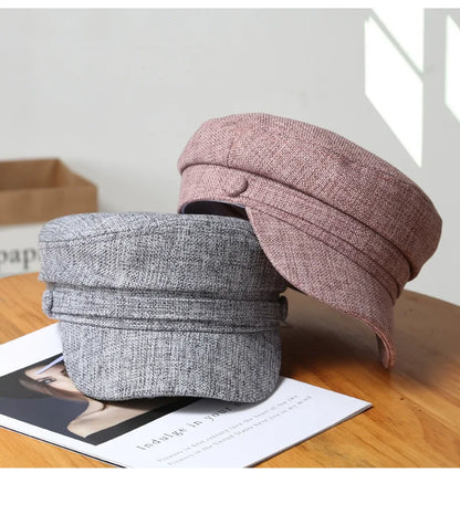 Octagonal Hats Women Beret Girls Octagonal Flat Cap Cotton Navy Hats for Women Stylish Artist Painter Newsboy Hats Army Cap