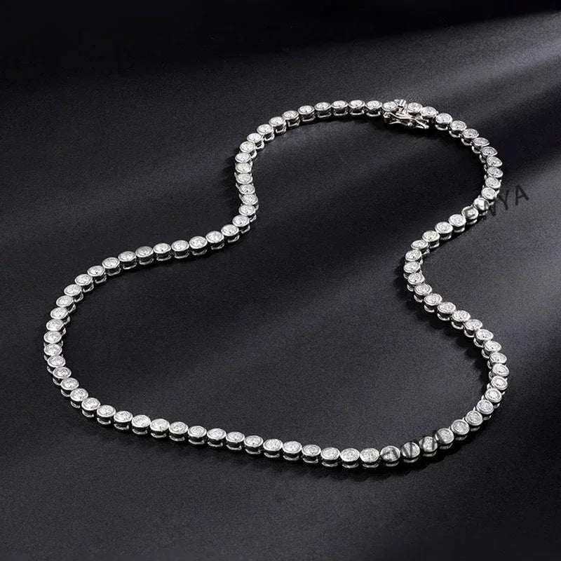 Sparkling Real Bubble 2/3mm D Color Full Moissanite Tennis Necklace for Women S925 Silver All Diamond Neck Chain Necklaces