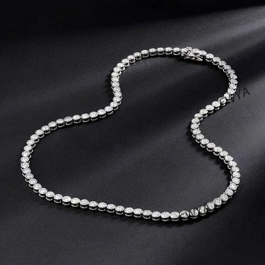 Sparkling Real Bubble 2/3mm D Color Full Moissanite Tennis Necklace for Women S925 Silver All Diamond Neck Chain Necklaces