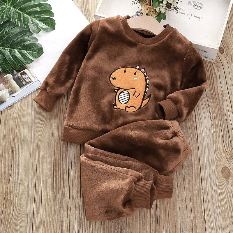 New Autumn Winter Baby Clothes Children Sleepwear Girls Fashion Cartoon Long Sleeve Top Pants Toddler Boys Costume Kids Pajamas
