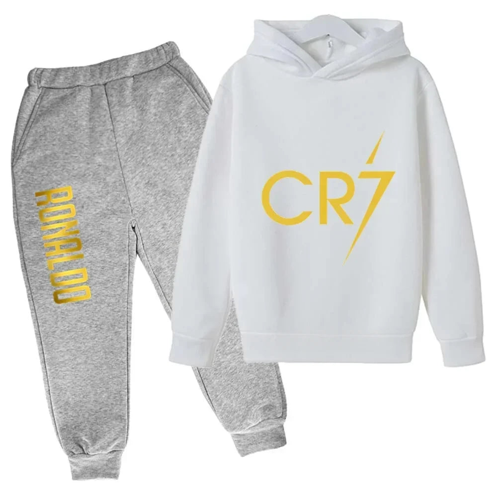 Ronaldo CR7 Print Football Idol Clothing Children Hoodie 2pcs Set Pants Suit Kids Boys Tracksuit Girls Clothing Sport Tracksuits