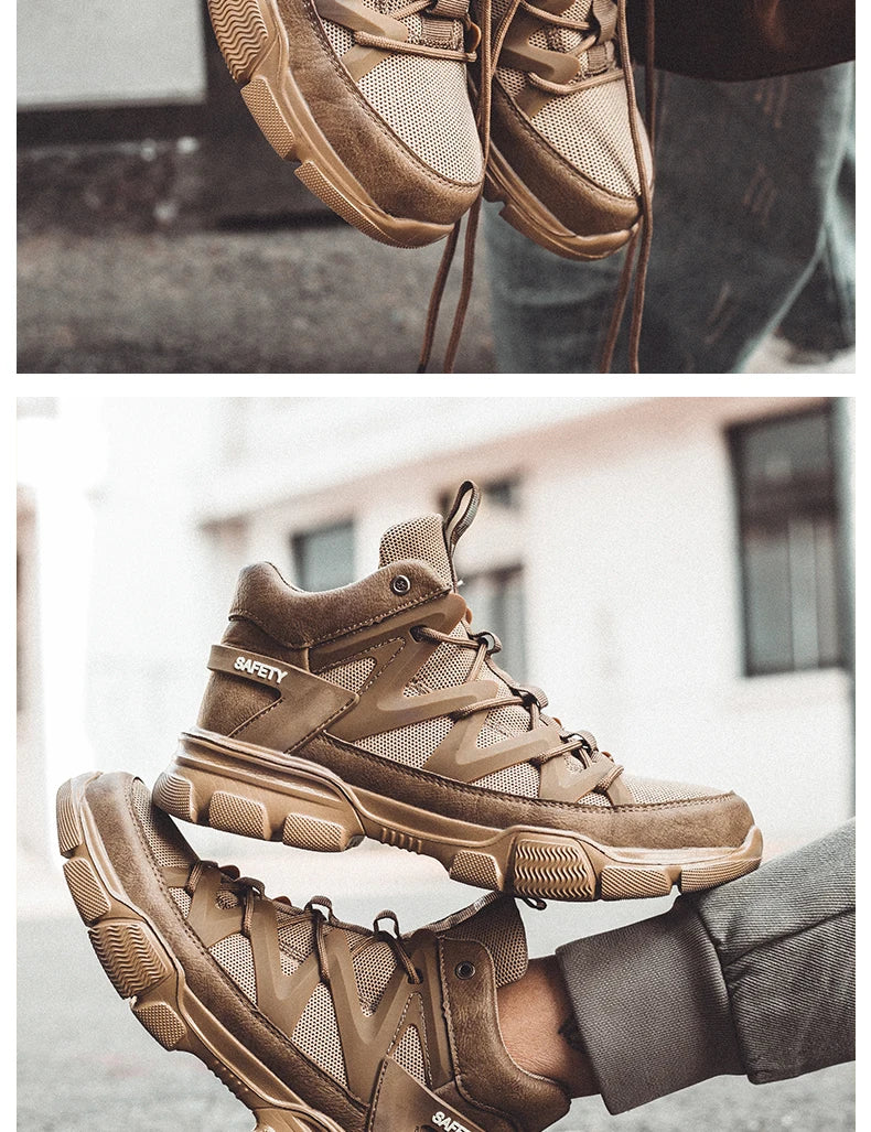Male Work Boots Indestructible Safety Shoes Men Steel Toe Puncture-Proof Work Sneakers Male Shoes For Adult Work Shoes