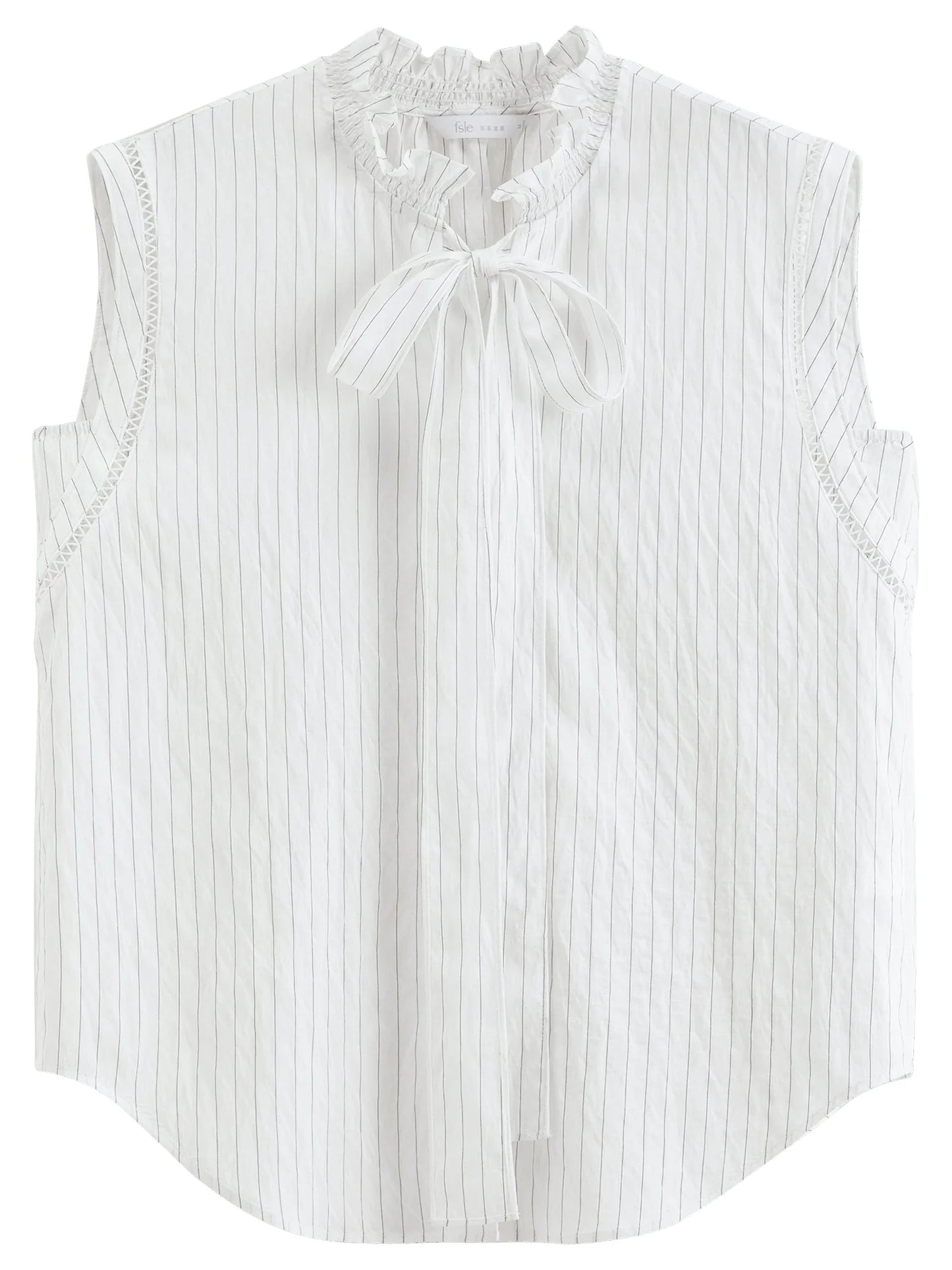 2026 Summer Women’s Striped Ruffle Tie-Neck Sleeveless Blouse, Breathable Office Top for Lightweight Elegant Office Style