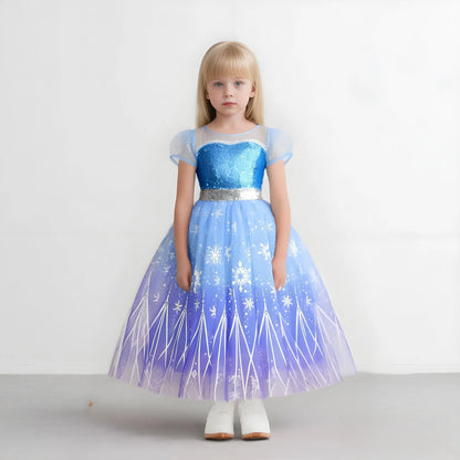 Elsa Girl Dresses Princess Costume Children's Sequin Fantasy Children's Cosplay Queen Clothes Halloween Carnival Party Dresses