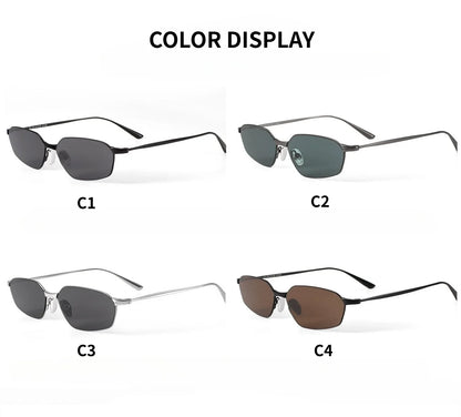 Fashion New Polygon Pure Titanium Outdoors Sun Protection Sunglasses High-quality Ultra Light Frame Support Prescription Lenses