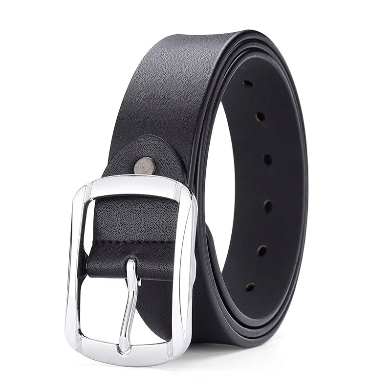 Fashionable Men's Square Alloy Pin Buckle PU Belt Suitable for Jeans Casual Pants Fashionable Men's Retro Business Belt