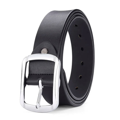 Fashionable Men's Square Alloy Pin Buckle PU Belt Suitable for Jeans Casual Pants Fashionable Men's Retro Business Belt