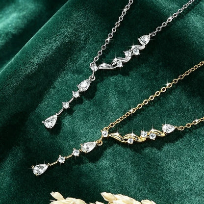 Marquise/Round/Rectangular Cut Moissanite Pendant Necklace For Women Three Stone Irregular Moissanite Diamond Necklace