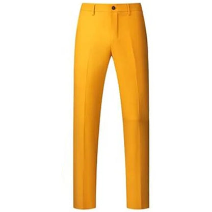 New Men Solid Colour Formal Suit Pants Black / Red / Royal Blue Homme Wedding Office Social Slim Fit Trousers