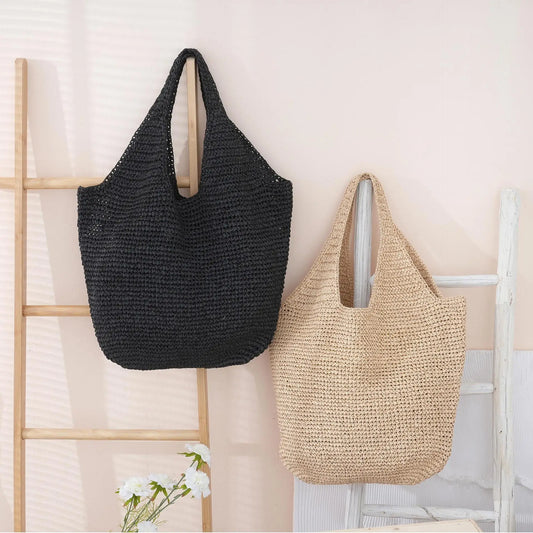 Casual Hobos Large Capacity Straw Women Shoulder Bags Designer Paper Weave Handbags Simple Handmade Summer Beach Big Tote Bag