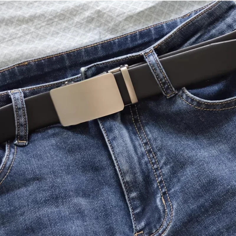Automatic buckle belt High quality Men belt Genuine leather belt for men Adjustable No Hole Belt men