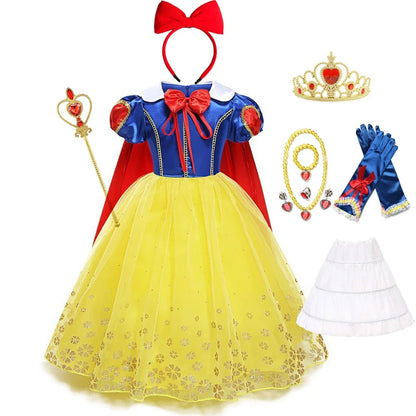 Girls Snow White Dress Kids Princess Dress Up Costumes Toddler Snow White And Huntsman Fancy Clothing Christmas Party Outfits