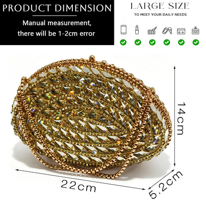 Italian Design Nigeria New Trendy Full Diamond Embellished High Heels Gold Color Women's Bag and Shoes For Party Wedding