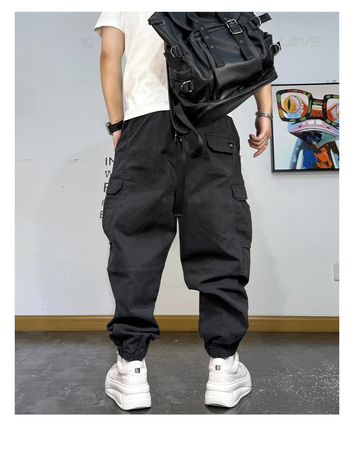 Korean Streetwear Baggy Cargo Pants Men High Quality Multi Pocket Retro Jogger Loose Fit Hip Hop Casual Oversized Haram Pants