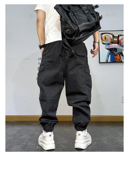 Korean Streetwear Baggy Cargo Pants Men High Quality Multi Pocket Retro Jogger Loose Fit Hip Hop Casual Oversized Haram Pants