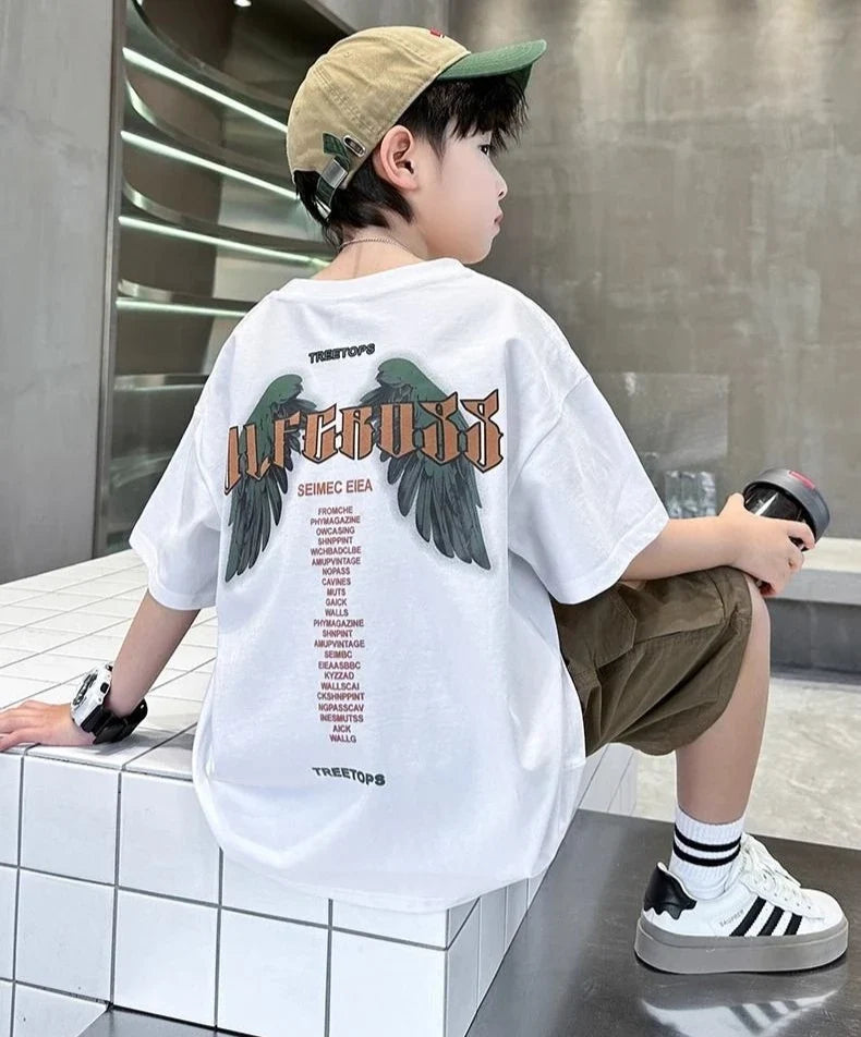 Letter Print Children Clothing Top and Bottom Clothing Set Boys Sets Korean Children's Boy Rash Guard Kids Designer Clothes Tops