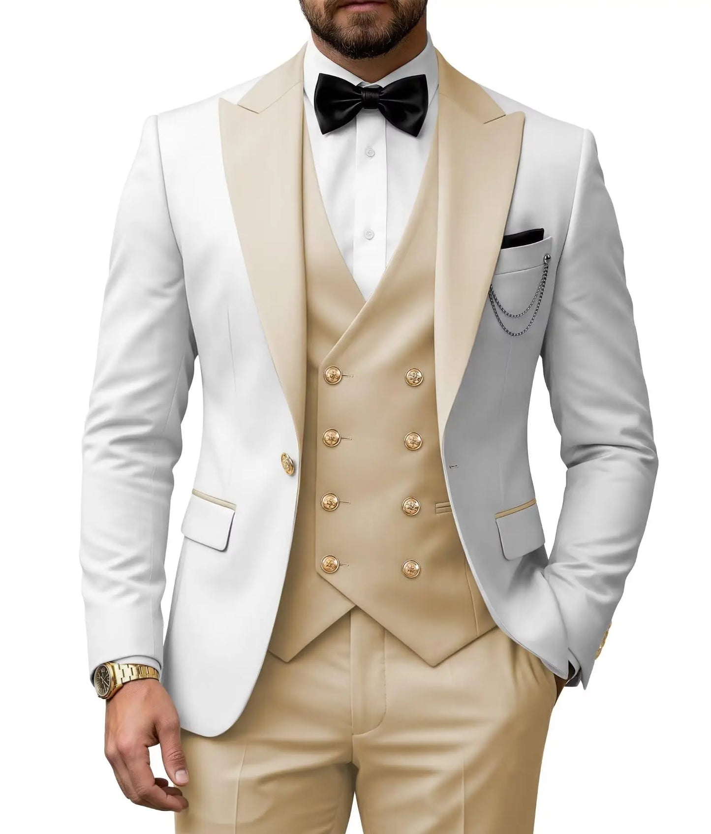Men's 3 Piece Tuxedo Slim Fit for Men Tuxedo Suit Double Breasted  for Wedding Groom Business Tuxedos