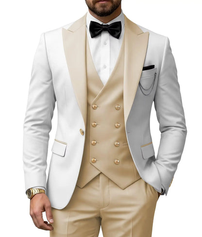 Men's 3 Piece Tuxedo Slim Fit for Men Tuxedo Suit Double Breasted  for Wedding Groom Business Tuxedos