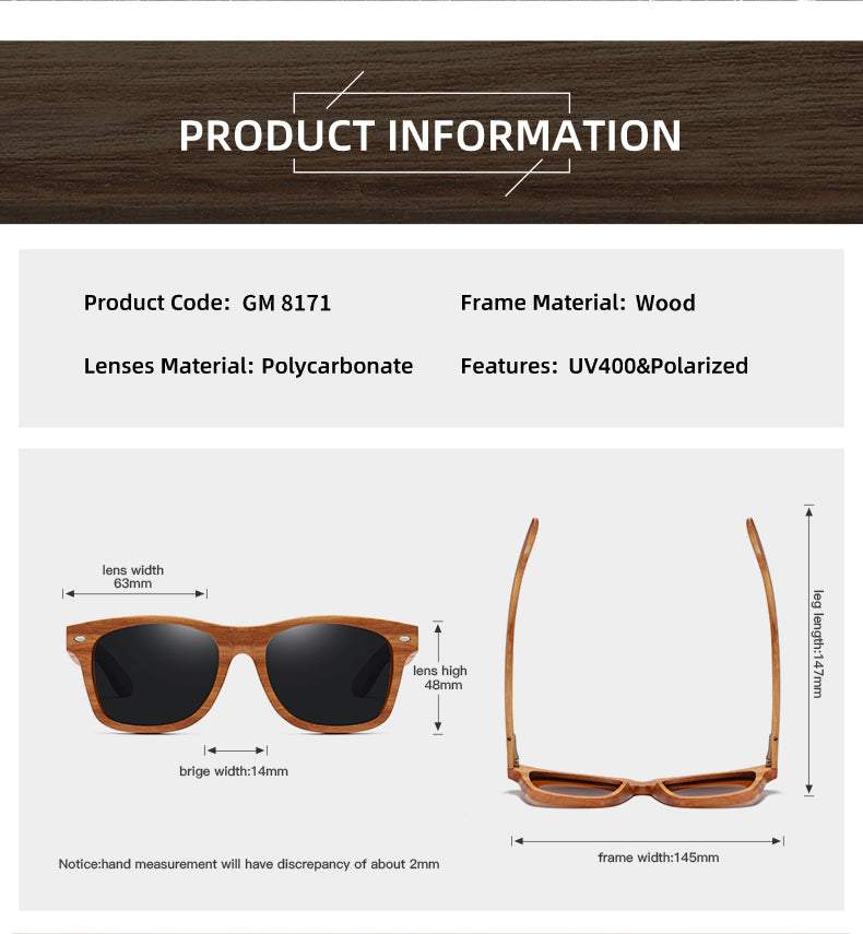 Natural Bamboo And Wooden Sunglasses VIP Manual Polarized Glasses Luxury Brand Environmental Degradable Glasses Gift Box