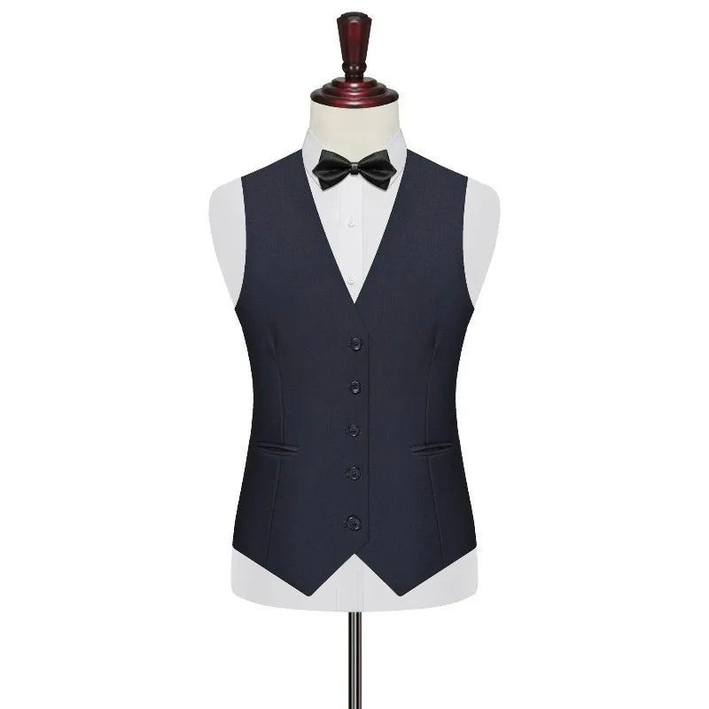 Men 2-piece Set British Style Single-breasted V-neck Vest Man Straight-leg Pant Male Slim Wedding Office Casual Outfit