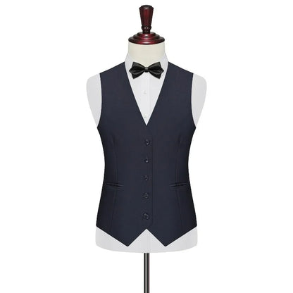 Men 2-piece Set British Style Single-breasted V-neck Vest Man Straight-leg Pant Male Slim Wedding Office Casual Outfit