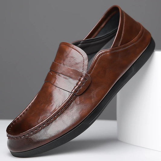 Genuine Leather Men Loafers Comfortable Mens Casual Shoes Luxury Brand Man Formal Dress Shoes Breathable Slip on Boat Shoes