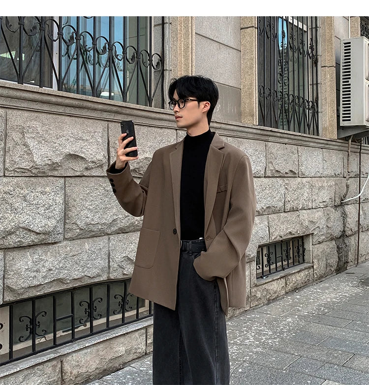Spring Summer Men Formal Blazers Men Korean Fashion Loose Casual Dress Jacket Men Harajuku Social Suit Jacket Clothing