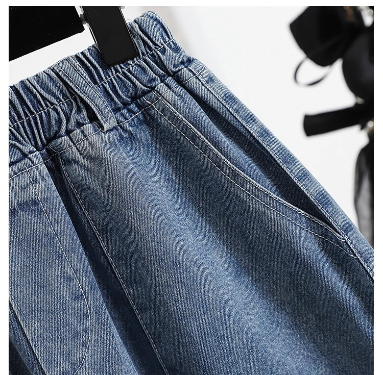 Casual Plus Size Summer Denim Shorts Women Loose Wide Leg Jeans Short Pants Femme Stretch High Waisted Harem Baggy Shorts Woman