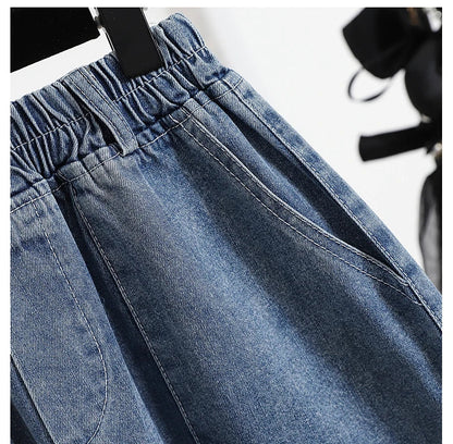 Casual Plus Size Summer Denim Shorts Women Loose Wide Leg Jeans Short Pants Femme Stretch High Waisted Harem Baggy Shorts Woman