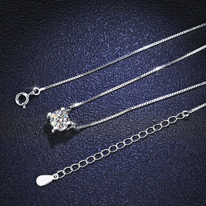 1ct 2ct Real Moissanite Necklaces  Certified Jewelry Women 925 Sterling Silver Lab Diamond Square Pendant Trendy Gifts