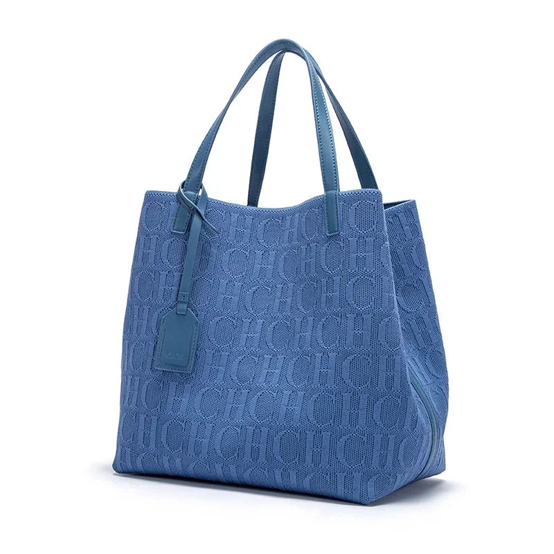High Quality Craft Large Capacity Handbag Ladies Shoulder Bag Fashion Classic New Pure Color Outer Pocket Ladies Handbag