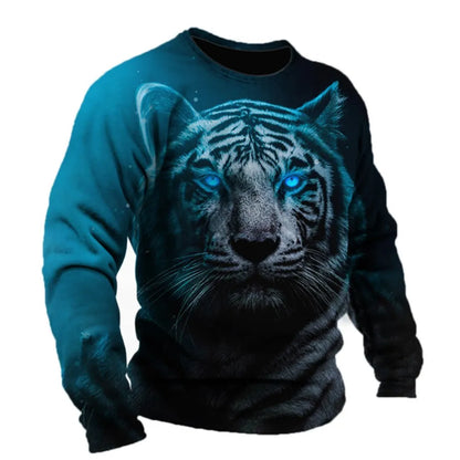 Retro Men's Long Sleeve T-shirt Animal Print Shirt Animal Pattern Clothing Street Apparel Sleeve Top Men's Plus Size XS-5XL