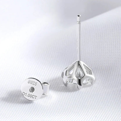 Certified 0.2-2ct D Color Moissanite Stud Earrings for Women White Gold 925 Sterling Silver Brilliant Lab Diamond Earring