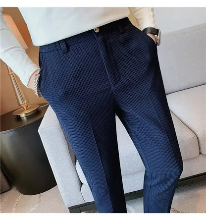 Spring Summer Men's Smart Casual Suit Pants Fashion Slim Fit Solid Color Youthful Vitality Suit Trousers Men Korean Dress Pants