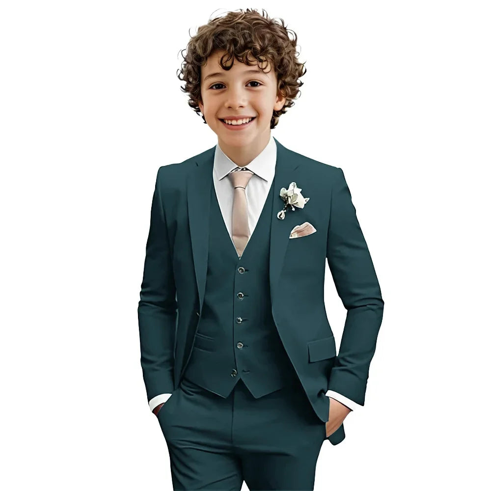 Multi-colors Boys Suit Set 3 Pieces Formal Outfit For Wedding Elegant Notched Lapel Kids Slim Fit Suits Party Tuxedo 2-20T