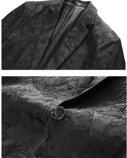 Classic Black Jacquard Suit Male Business Casual Coat Fashion Men Wedding Party Tuxedo Dress Blazers Slim Fit Tops
