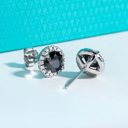 1ct Black Moissanite Classic Earring 925 Sterling Silver 18K Plated Stud Earrings for Woman Fine Jewelry Wholesale