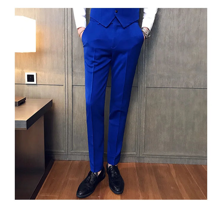 2022 Spring Summer New Men Suit Pants Solid Color Casual Business Dress Pants Slim Fit Trousers Formal Men Social Casual Pants