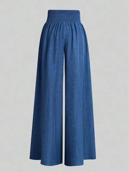 Plus Size Women's Casual Wide Leg Pants Women Solid Color Stretch Summer Fashion Season Comfort Fit Pants