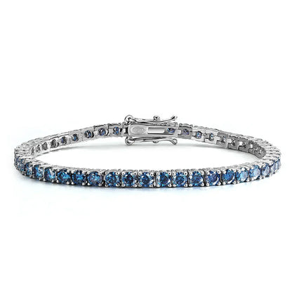 Certified 3/4/5mm Full Moissanite Diamond Tennis Bracelets for Women Man Colorful Gem Sparkling 925 Sterling Silver Chain