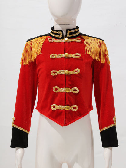 Kids Girls Boys Drum Major Costume Marching Band Uniform Ringleader Drummer Halloween Cosplay Performance Prince Costume