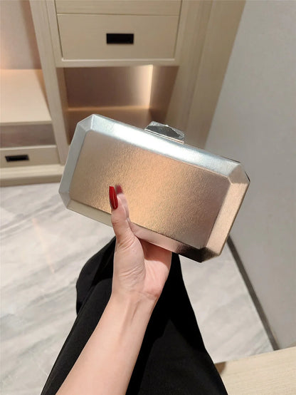 European and American Fashionable Dinner Bag Metal Buckle Clutch Bag Square Box Bag Crossbody Chain Bag Evening Bag Dress Bag