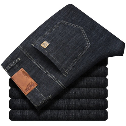 Summer Lyocell Men's Jeans Breathable Thin Casual Straight Stretch Business Work Denim Trousers Classic Fashion Brand Clothing