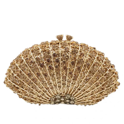 High Quality Elegant Exquisite Fan Shaped Ladies Evening Clutch Bag Banquet Chain Shoulder Bag