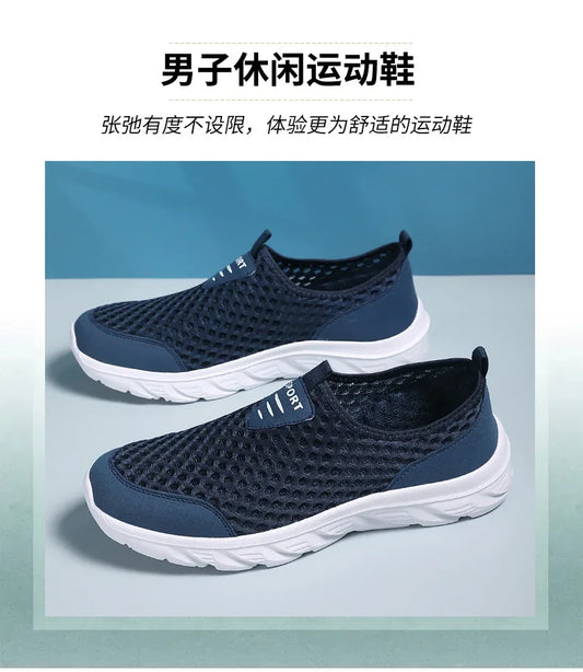 Lightweight Men Casual Shoes Breathable Slip on Male Casual Sneakers Anti-slip Men's Flats Outdoor Walking Shoes Size 39-46