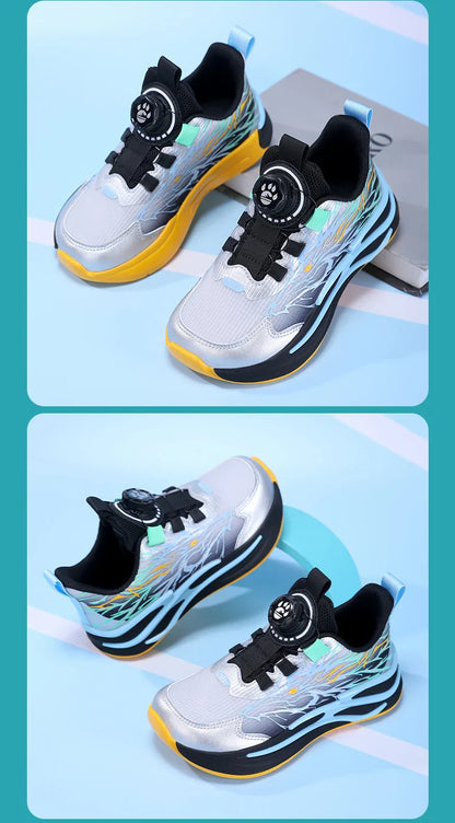 New Anti-skid Leather Kids Sneakers for Boys Running Walking Lightweight Casual Shoes With Fashion Dragon Pattern Size 31-38