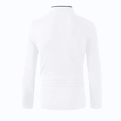 2025 New Men's Casual and Fashionable Solid Color Long Sleeved Stand Up Collar T-shirt Summer Versatile and Comfortable Top