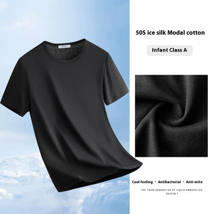 47% Cotton 47% Modal 6% Spandex T Shirt Men Short Sleeved Summer Round Neck Undershirt Plus Size Men's Solid Color Tops Tees