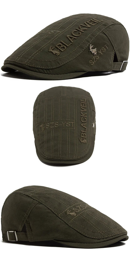 Men Beret Fashion Rabbit Embroidery Flat Caps Spring Summer Visor For Male Fashion Vintage Newsboy Cap Casual Berets Adjustable