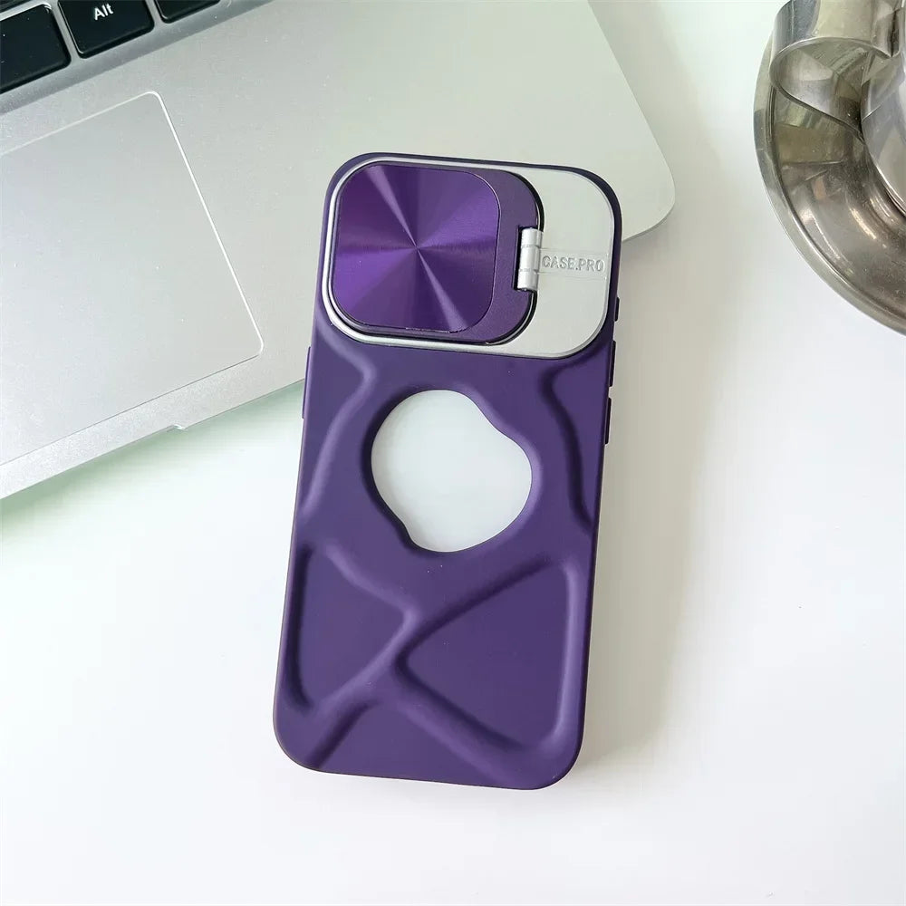 حافظة مغناطيسية بتصميم شعار أنيق لهواتف iPhone 11 12 13 14 15 16 Pro Max Plus، غطاء سيليكون ناعم واقٍ للعدسة قابل للطي مع MagSafe